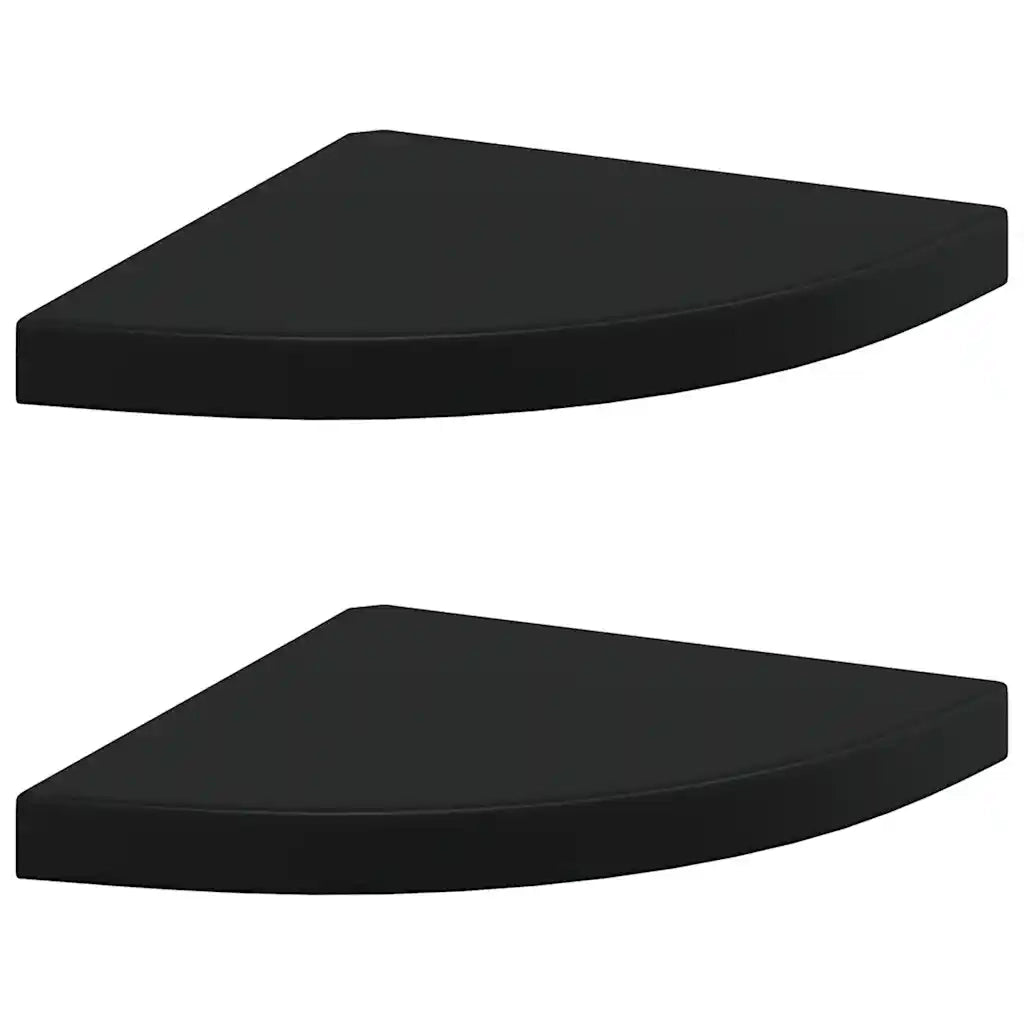 2 pz Scaffali Angolari a Parete | Mensola sospesa Neri 35x35x3,8 cm in MDF