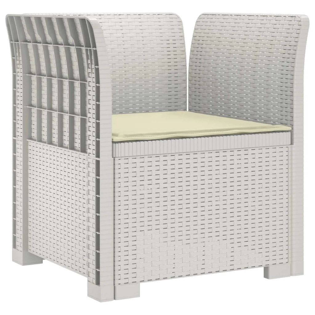 Sedia da giardino-Poltrona a 1 Posto con Cuscino Aspetto Rattan PP Bianco 139651