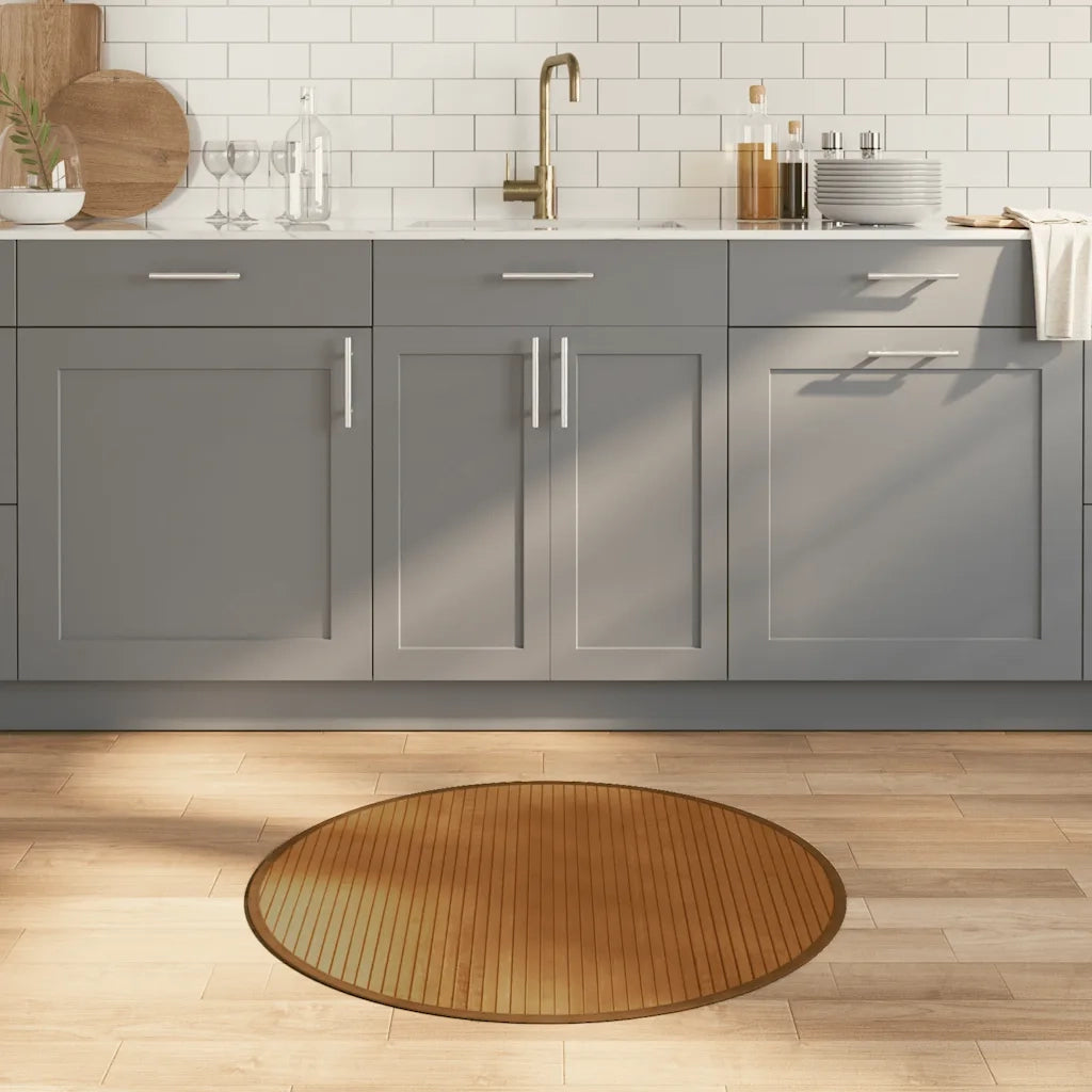 vidaXL Tappeto Rotondo Marrone 80 cm in Bambù