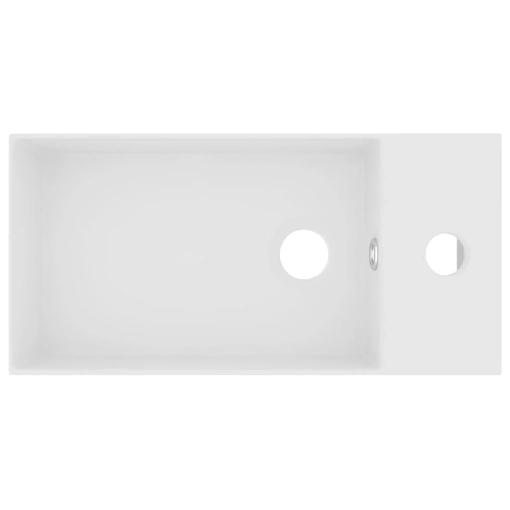 Lavandino da bagno con troppopieno lavabo da appoggio lavello da cucina lavabo da bagno lavabo per cosmetici 48 x 25 cm ceramica bianca opaca 02_0002729