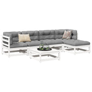 Set Divani da Giardino 6 pz Bianco in Legno Massello di Pino 3299397