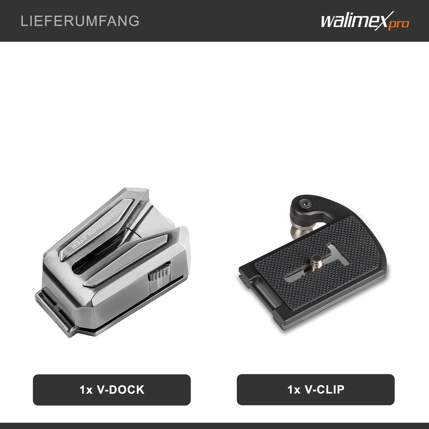 Porta macchina fotografica da cintura, Gancio e Clip a V, Piastra a sgancio rapido compatibile con Arca-Swiss, max 5 kg, per cinghie larghe fino a 50 mm