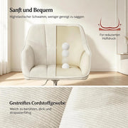 Sedia da ufficio ergonomica girevole con altezza regolabile braccioli integrati e ruote in velluto a coste beige