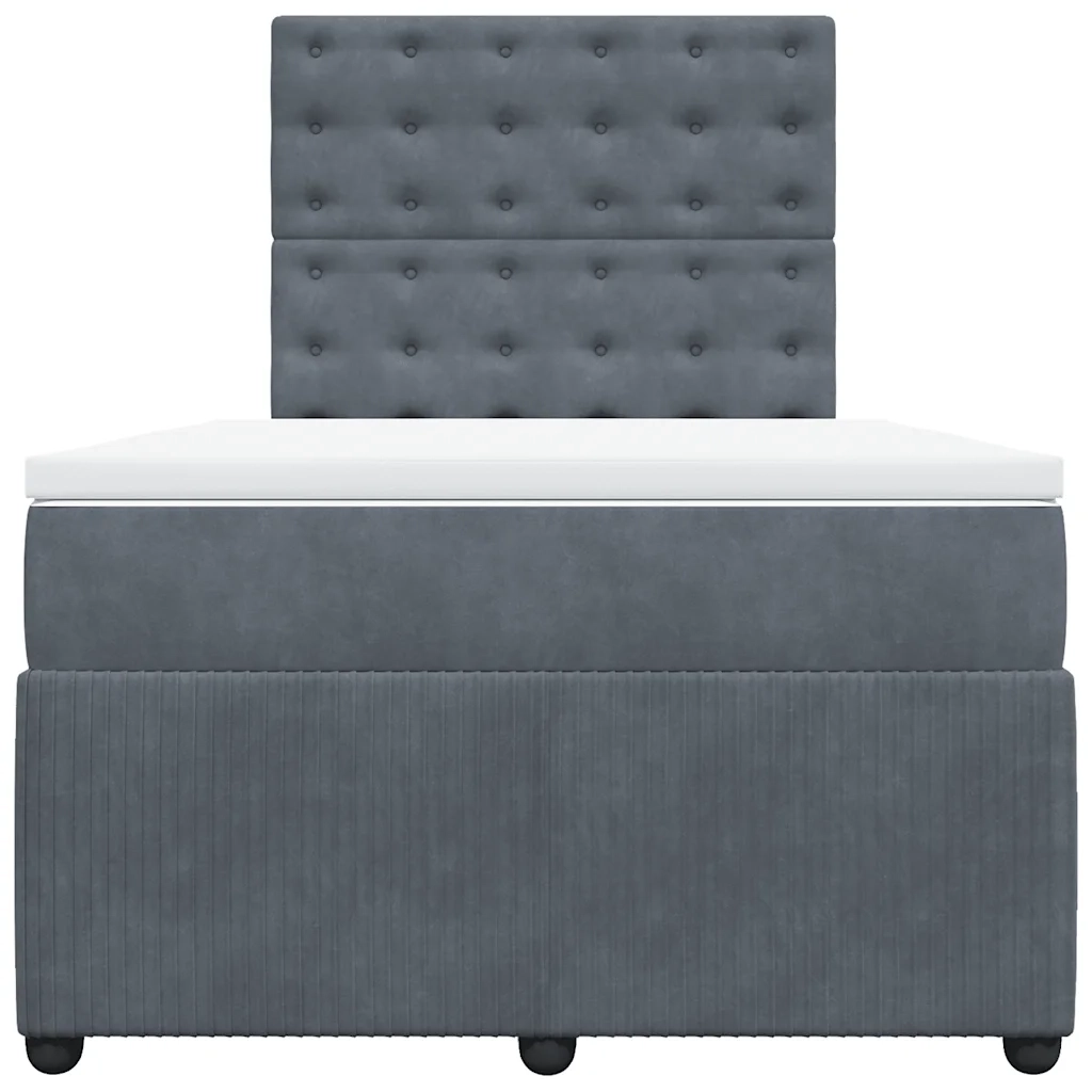 Giroletto a Molle con Materasso Grigio Scuro 120x200 cm Velluto