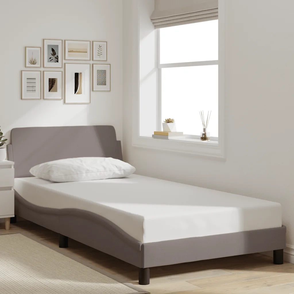 Letto singolo | Letto per adulti | Giroletto Dover Tortora 100x200 cm in Tessuto
