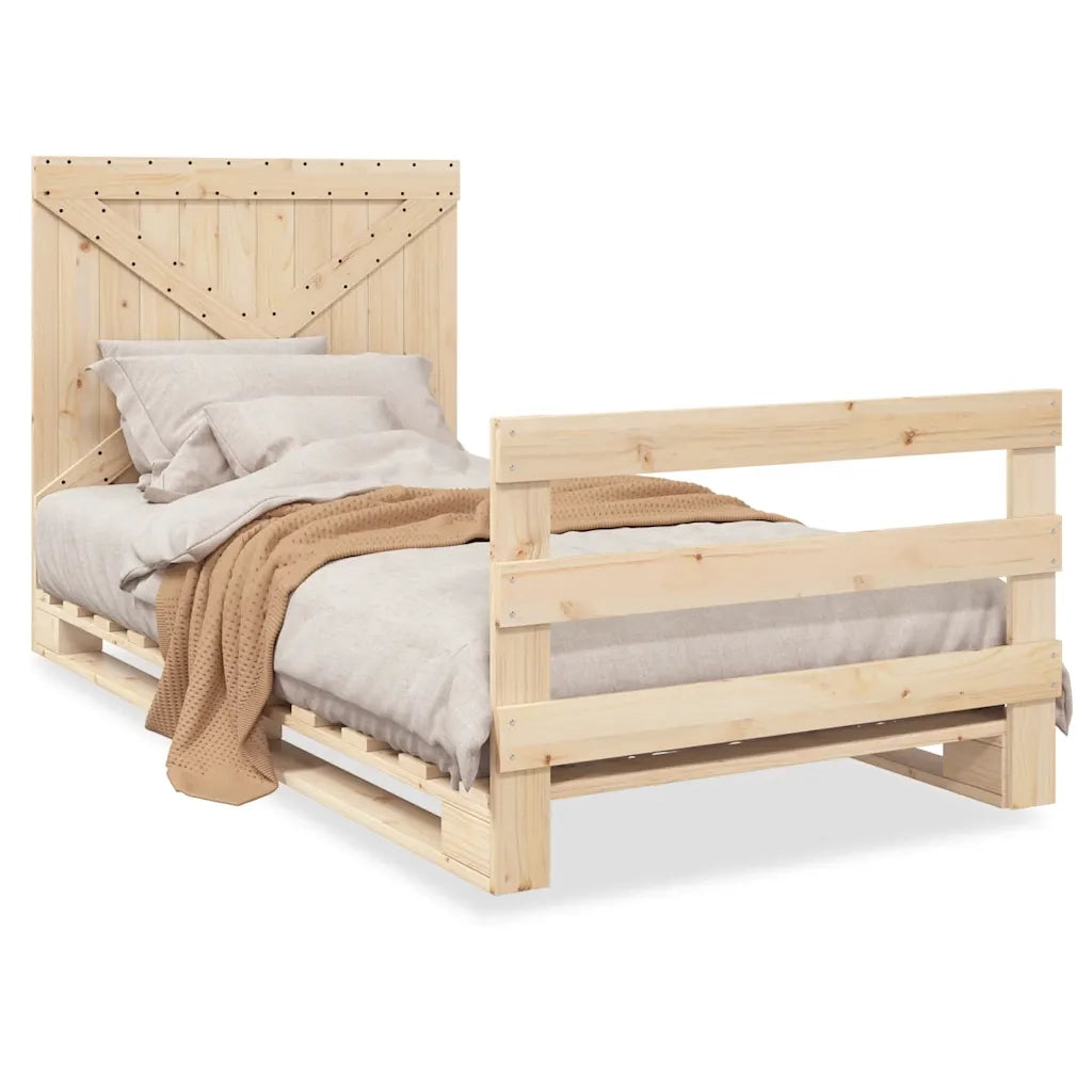 Giroletto con Testiera 100x200 cm Legno Massello di Pino 3281575