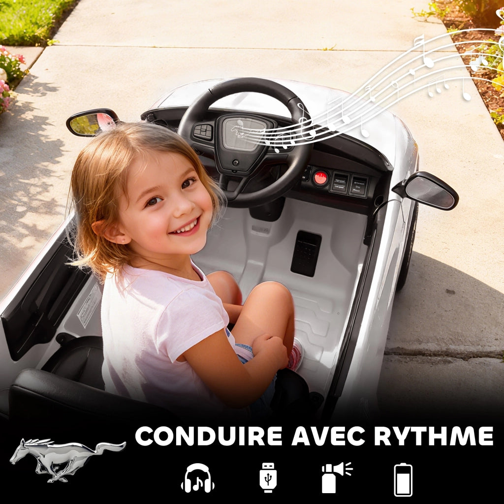 Auto elettrica per bambini Ford Mustang Mach-E ¨C zephmum ¨C 92x55x44cm bianco