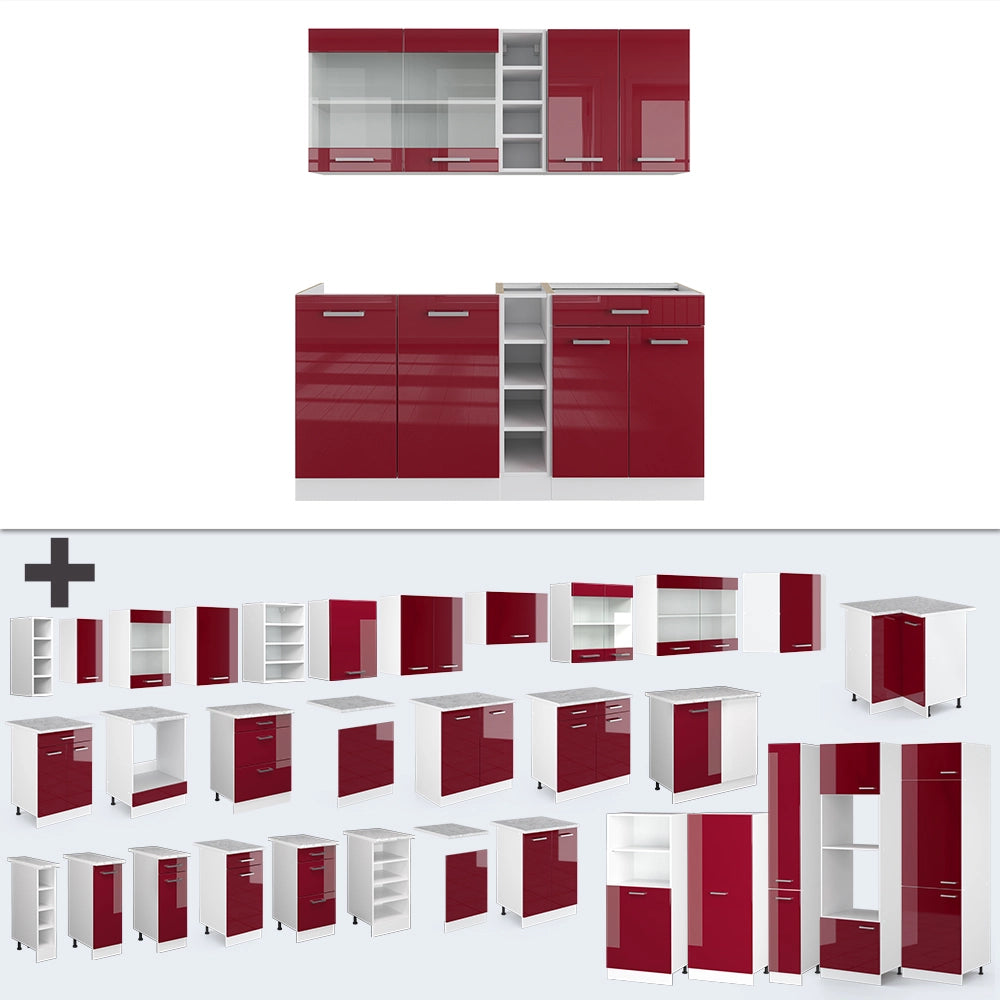 Vicco Cucina completa Rosso lucido/bianco 160 cm , PL Marmo