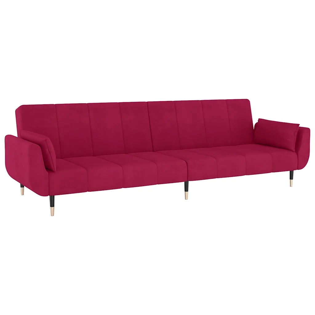 Divano Letto a 2 Posti con 2 Cuscini Rosso Vino in Velluto 337587