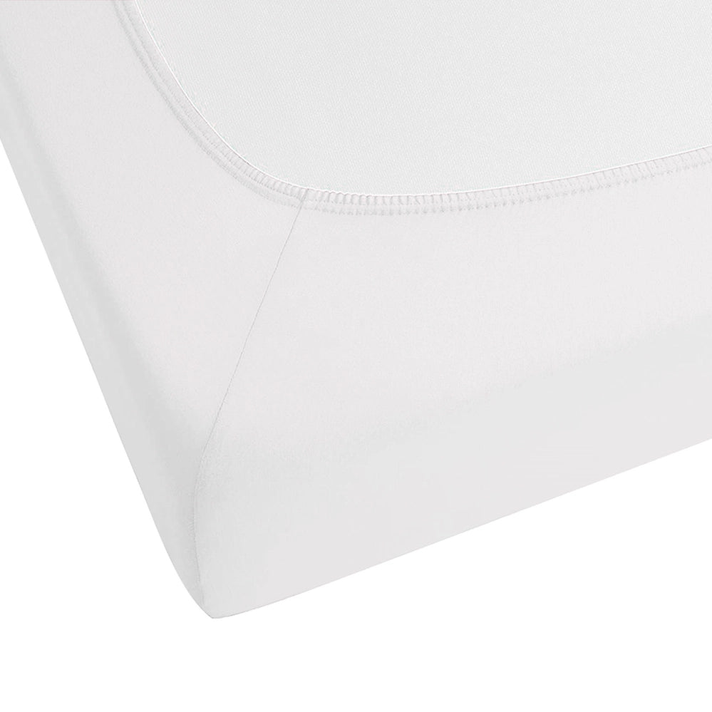 Lenzuolo con angoli cotone bianco 180 x 200 cm coprimaterasso elasticizzato modello classico a tinta unita camera da letto classica