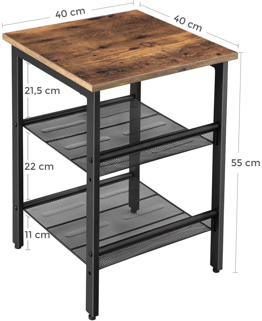Tavolino da caffè Valora, tavolo da caffè, rustico, marrone, nero, truciolato, acciaio