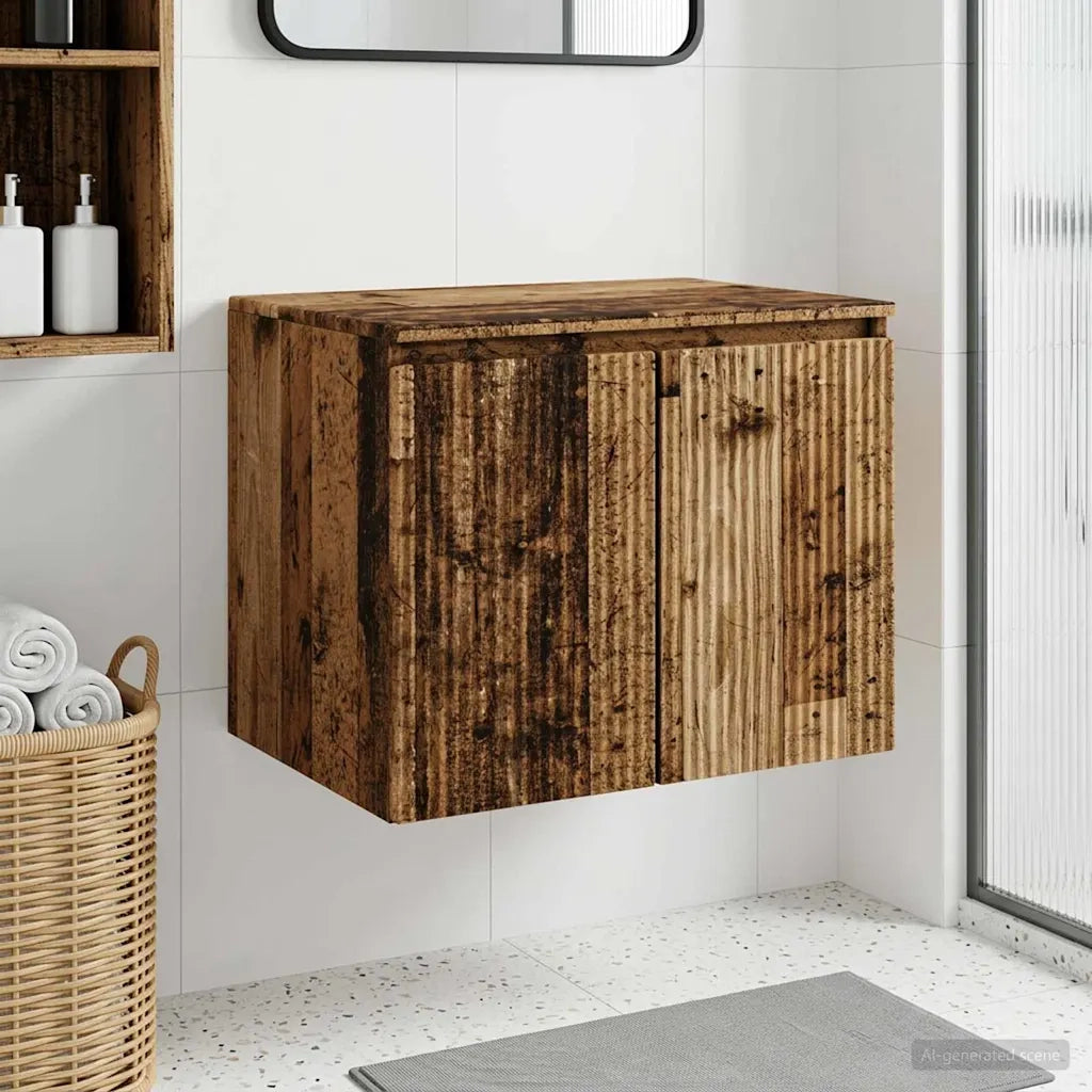 Mobiletto da Bagno a Muro Legno antico 62,5 x 44,5 x 50 cm 890480