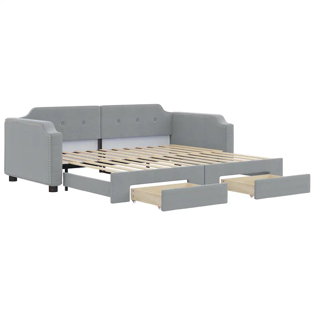 Divano Letto Estraibile Cassetti Grigio Chiaro 100x190 Tessuto 3197717
