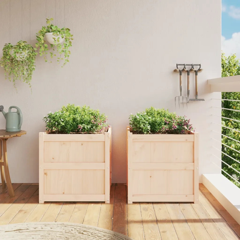 2 pz Fioriere | Cassetta per fiori | Vaso da Giardino in Legno Massello di Pino
