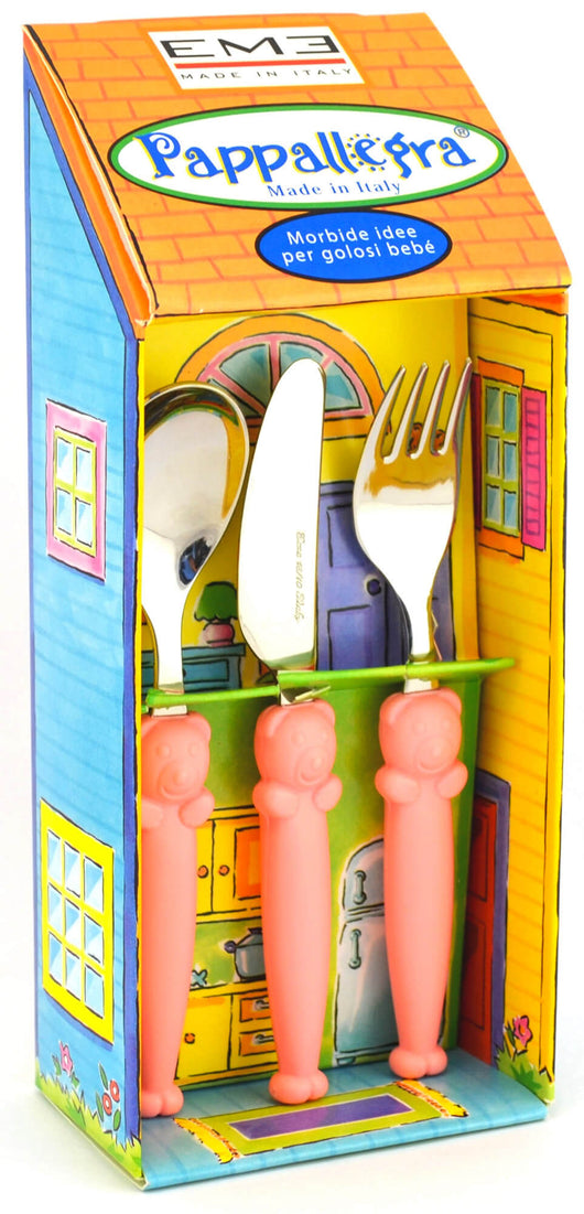 Set Posate per Bambini in Acciaio Eme Pappallegra Rosa