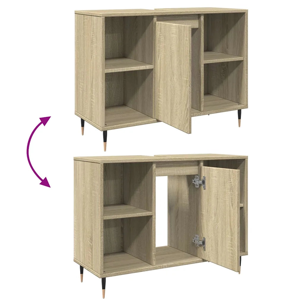 Mobile da Bagno Rovere Sonoma 80x33x60 cm in Legno Multistrato 849679