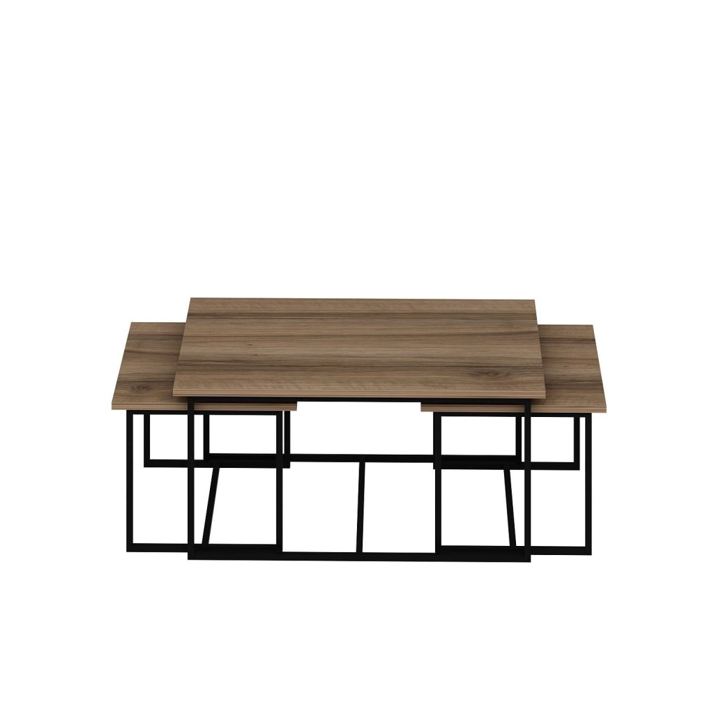 Tavolo gigogne (3 pezzi) in legno "Levada" - 90 x 60 x 42 cm - Noyer