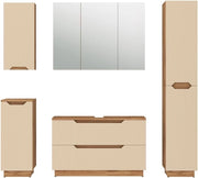 Set di mobili da bagno Lotta, Rovere/cashmere a righe, 5 parti