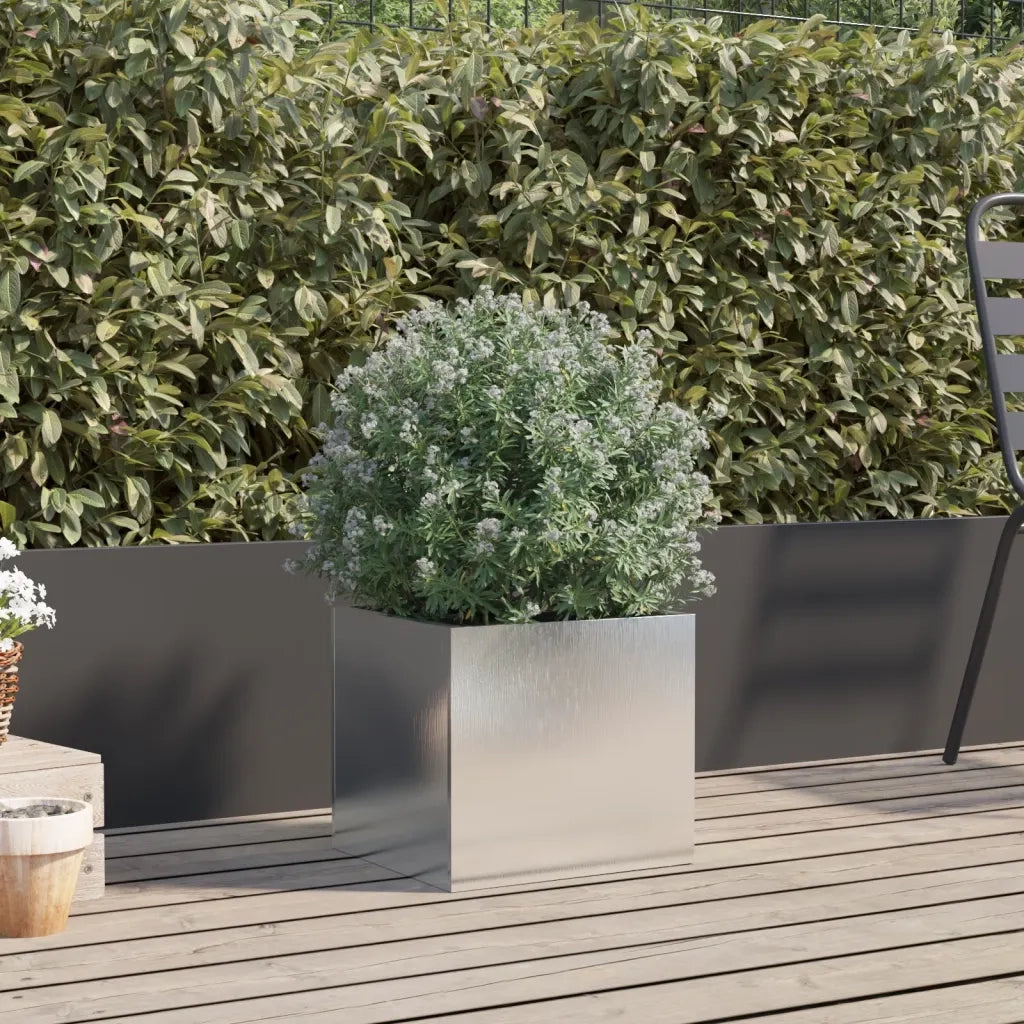 Fioriera | Cassetta per fiori | Vaso Argento 32x30x29 cm in Acciaio Inox