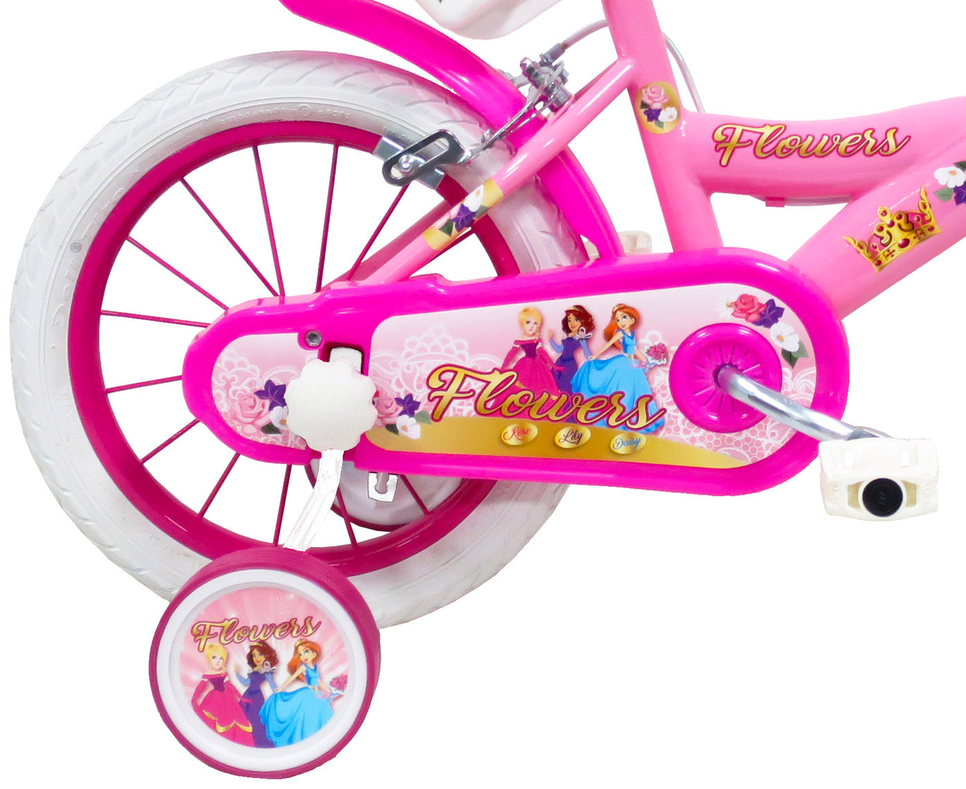 Bicicletta per Bambina 16" 2 Freni Flowers Rosa