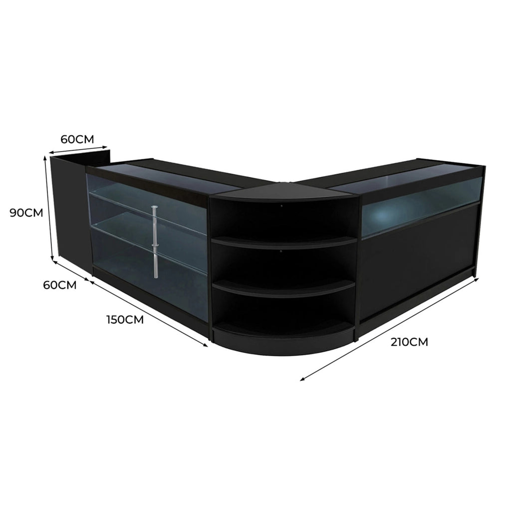 Set Banconi Nero Hyperion LED K1500 B1500 LM60 TB60 con Serrature e Vetrina