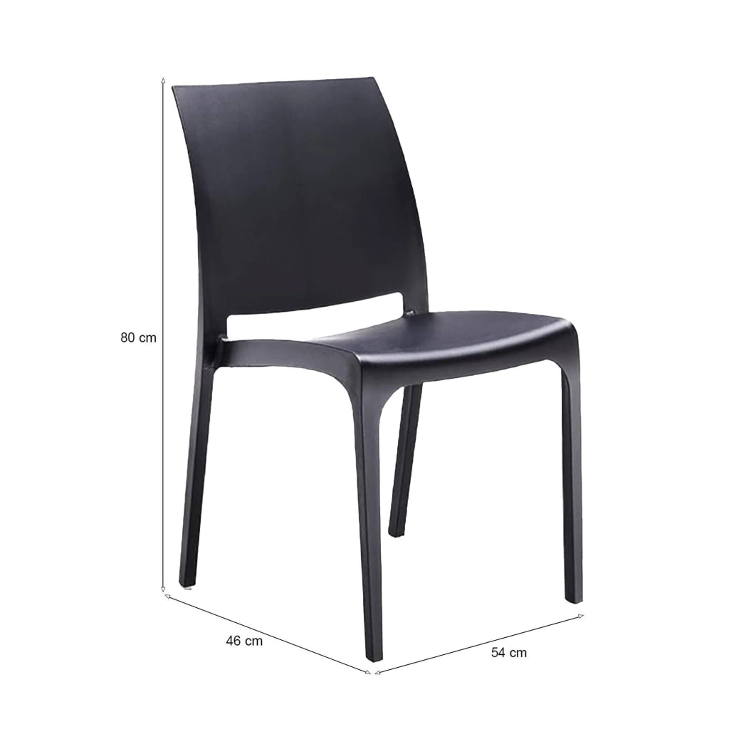 Sedia da esterno Dusanbe, Seggiola da giardino, Seduta outdoor multiuso, Panchina da giardino, Made in Italy, 54x46 h80 cm, Nero