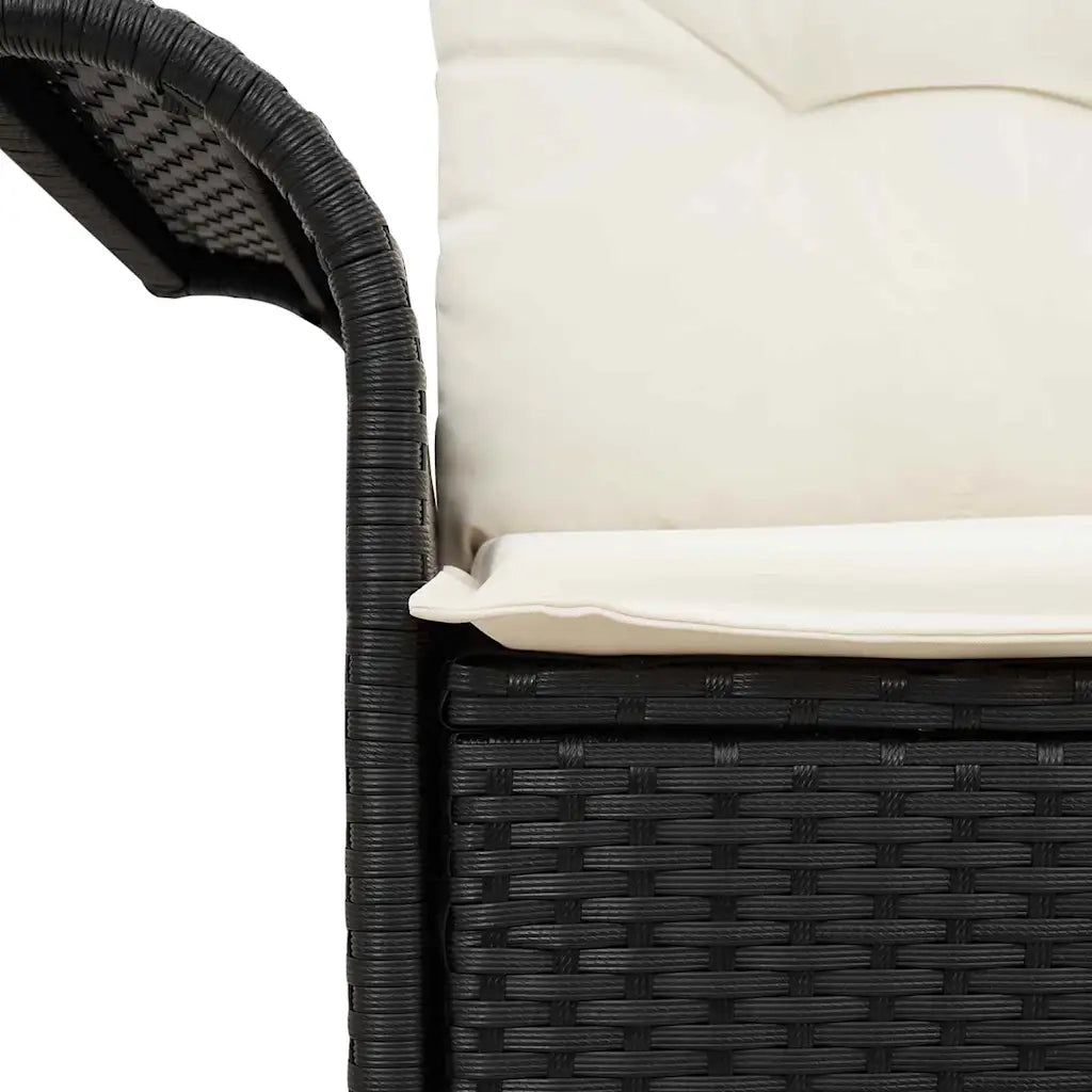 Divano da giardino con cuscino-Sofa da Giardino-Divano da esterno Nero 141 x 62 x 69cm polyrattan 490512