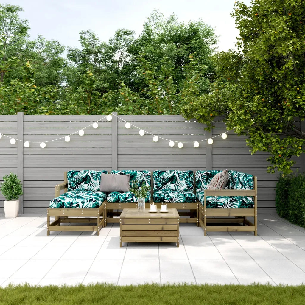 Set Divani da Giardino 7pz con Cuscini Legno Impregnato di Pino