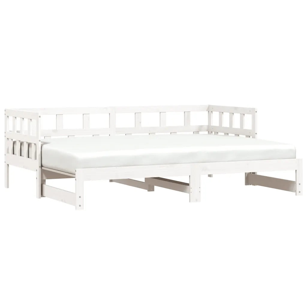 Divano Letto con Letto Estraibile Bianco 80x200cm Massello Pino 836208