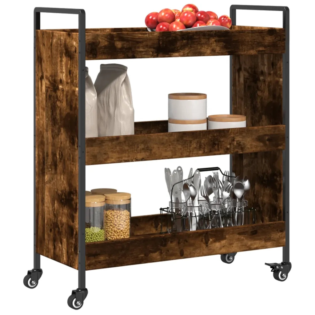 Carrello da Cucina Rovere Fumo 70x30x82 cm in Legno Multistrato CFW3243677