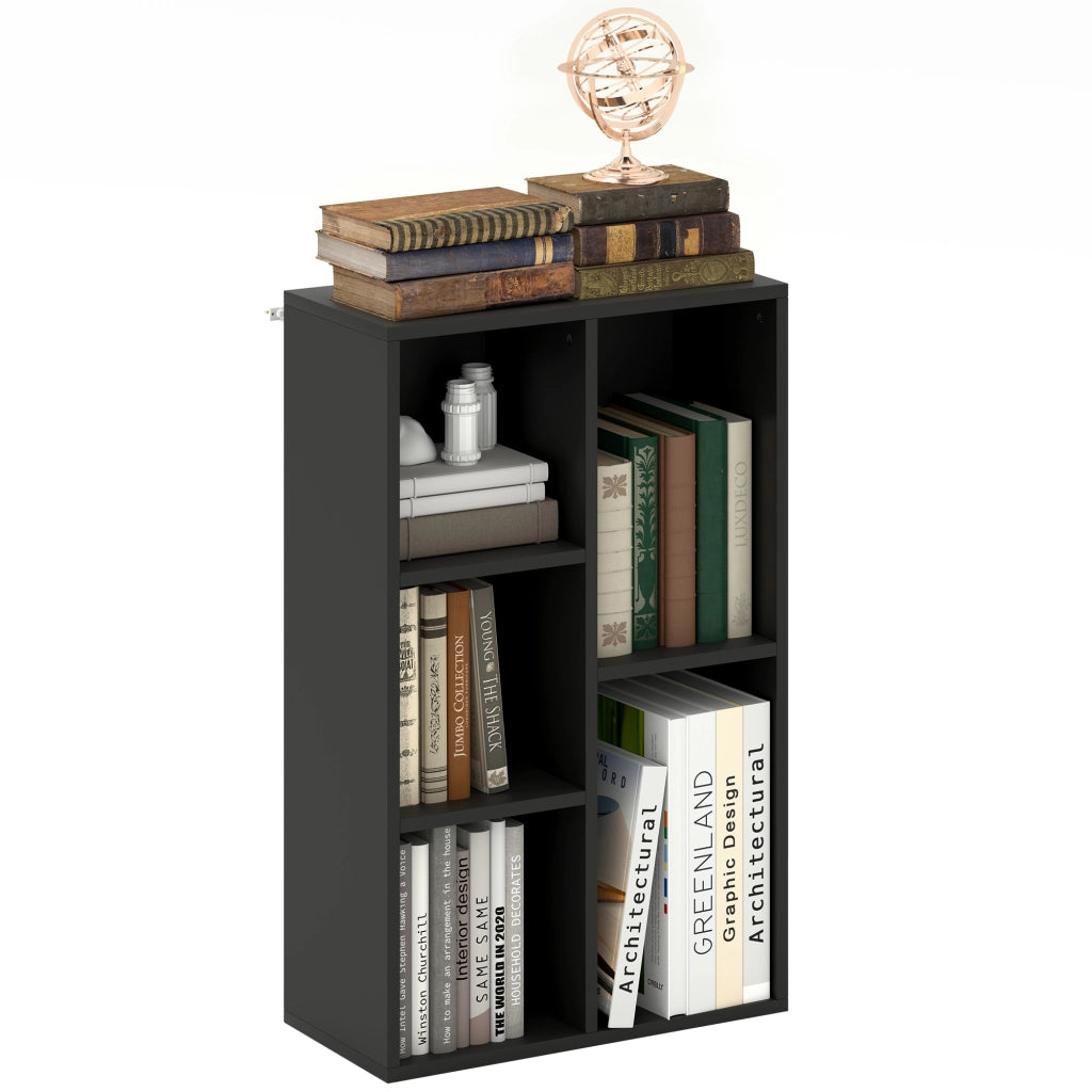 Libreria scaffale mobile con 5 scomparti ¨C zephmum ¨C nero 50x24x80 cm