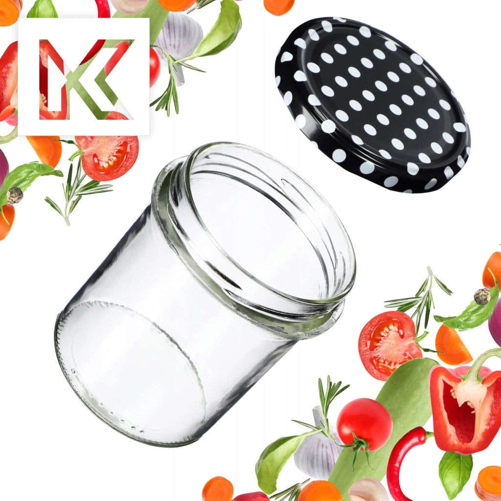 KADAX Avila barattoli di vetro 350ml 50pz 82mm + coperchio "Piselli neri"