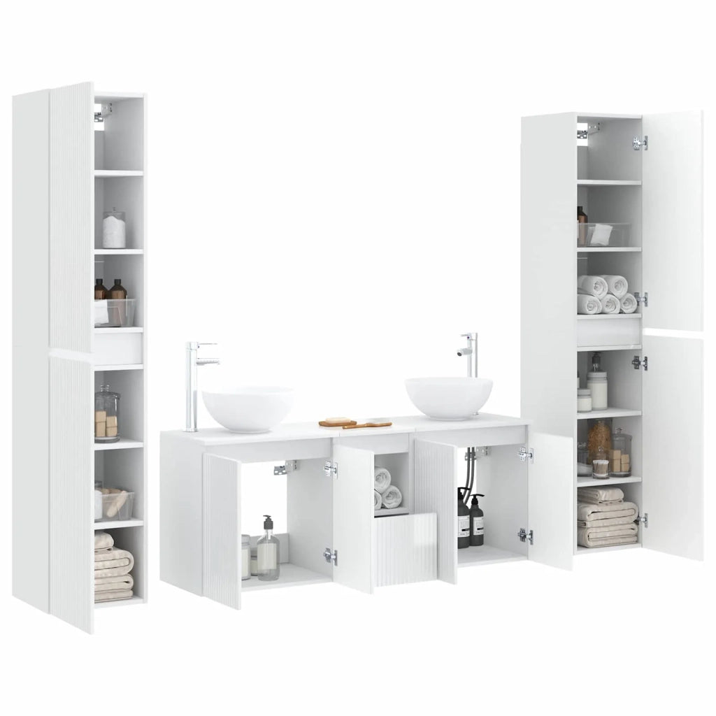 Set di mobili per il bagno 5 pz Bianco Lucido 3406027