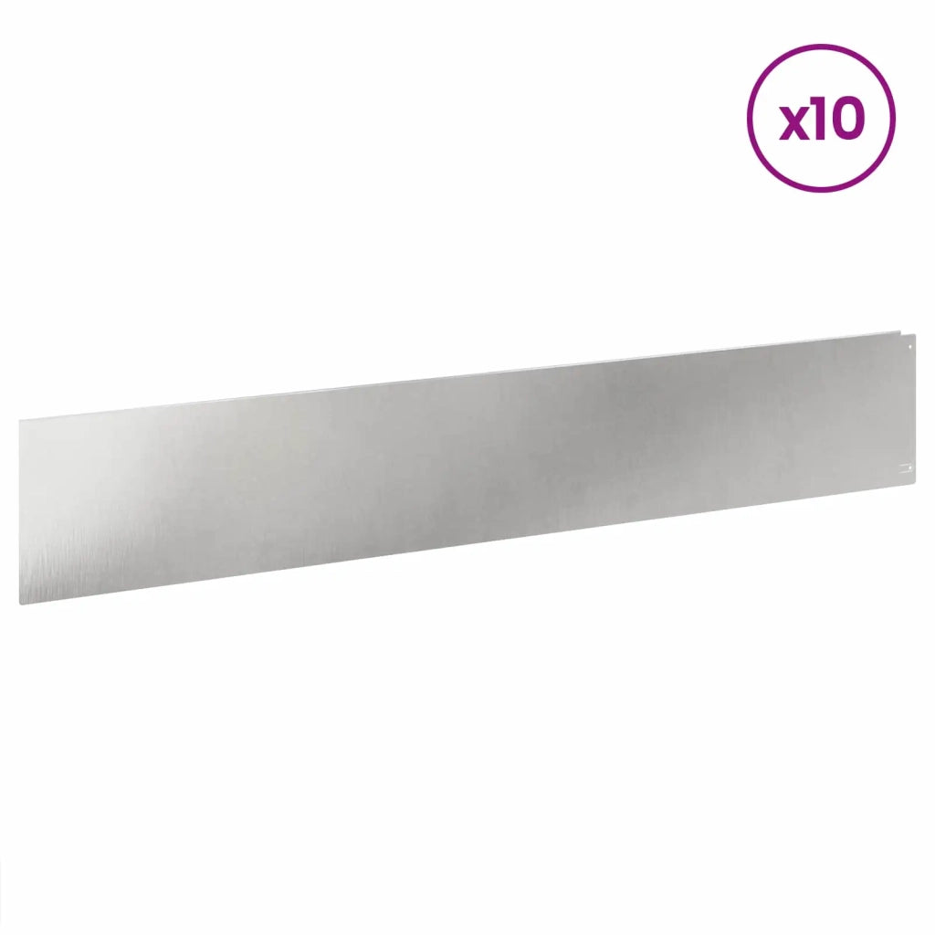 Bordura per Prato 10 pcs 100 x 18 cm Acciaio Argento 8008845