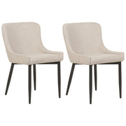 Set di 2 sedie da pranzo in tessuto beige chiaro con eleganti gambe in ferro nero stile moderno contemporaneo