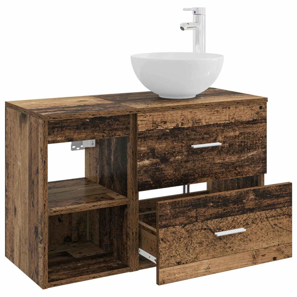 Set di mobili per il bagno 2 pz Legno antico 3403878