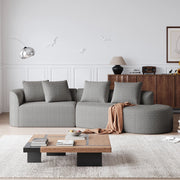 Divano Angolare in Velluto con Cuscini ¨C MINIMAL ¨C 4 Posti, Chaise Longue, Grigio