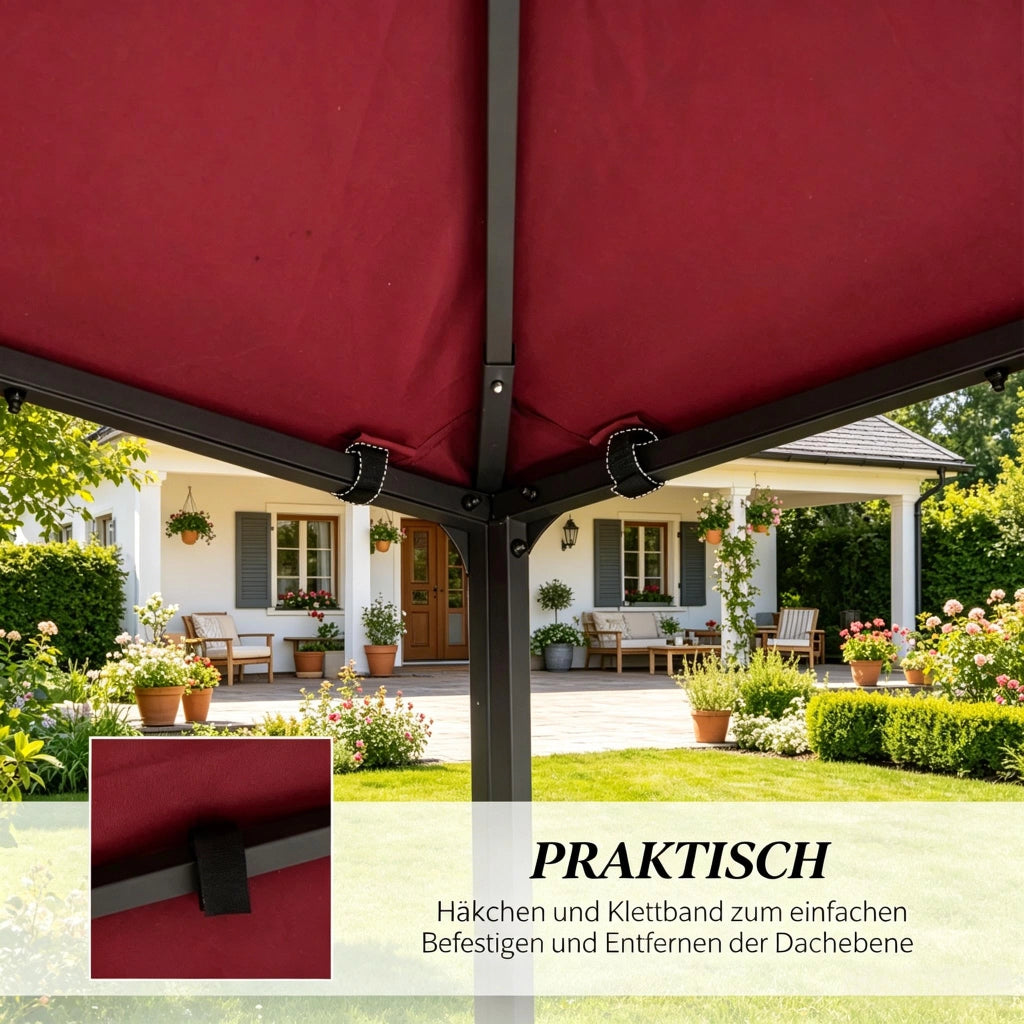Telo di ricambio per gazebo 3 x 3 m in poliestere rosso vinaccia