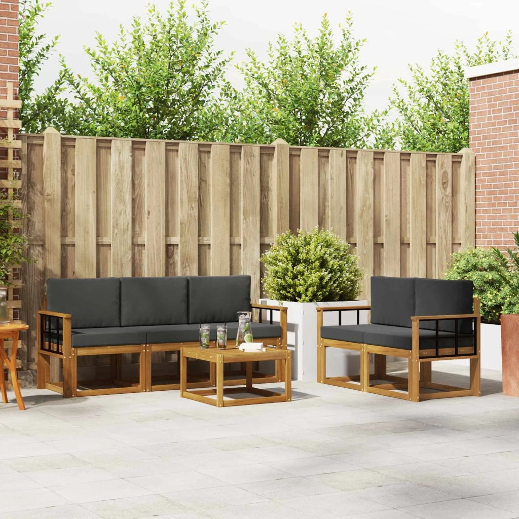 Set di divani da esterno con cuscino 6 pcs Naturale e Antracite