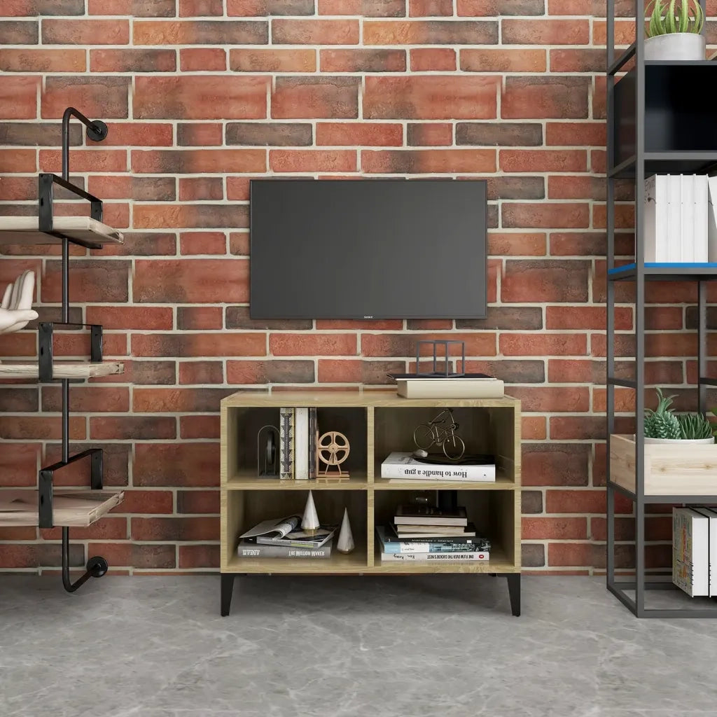 Mobile TV con Gambe in Metallo Rovere Sonoma 69,5x30x50 cm 805935