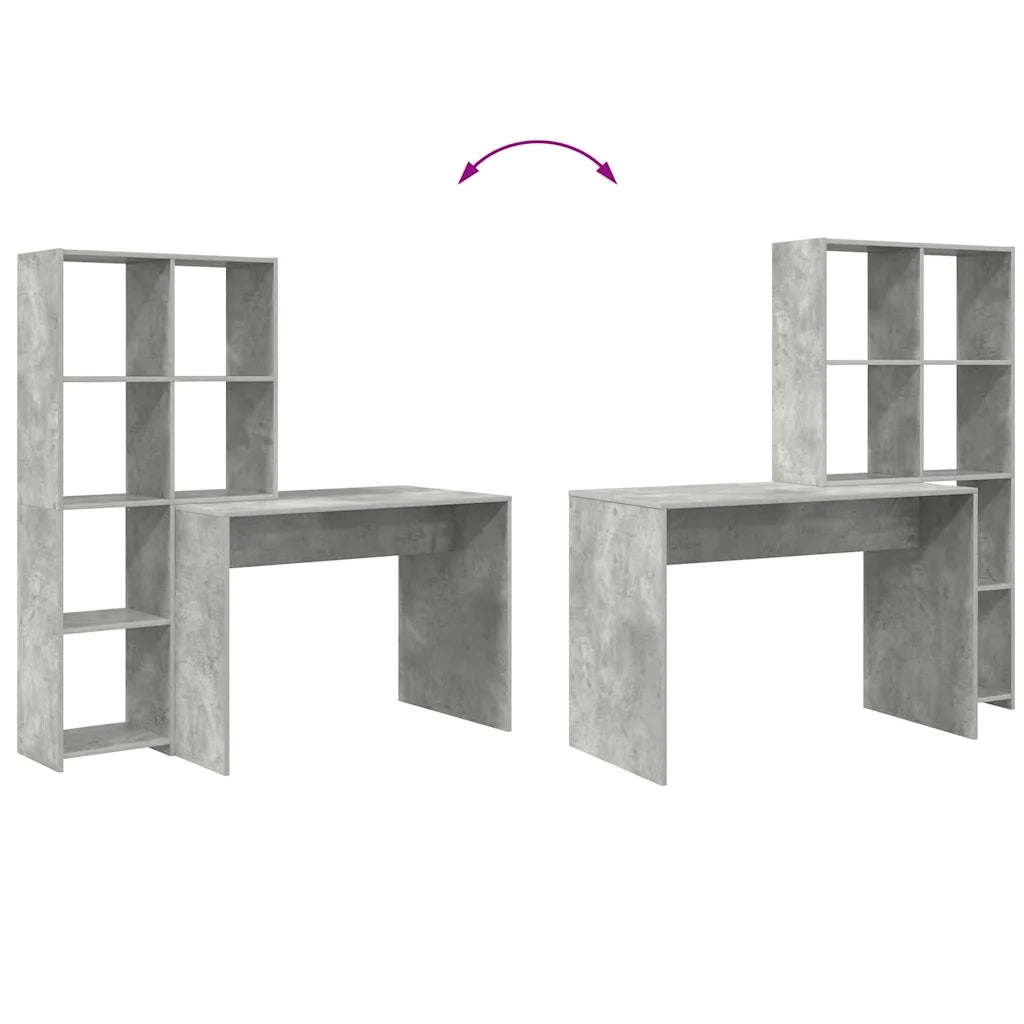 Scrivania con lo scaffale Grigio cemento 138,5 x 55 x 143 cm 3337252