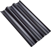 Accessori per forno, forma per stuzzichini, forma per pane, piatto per stuzzichini con superficie antiaderente per 3 stuzzichini, forma per pane di alta qualità (38 x 24,5 x 2,4 cm) nero
