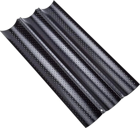 Accessori per forno, forma per stuzzichini, forma per pane, piatto per stuzzichini con superficie antiaderente per 3 stuzzichini, forma per pane di alta qualità (38 x 24,5 x 2,4 cm) nero