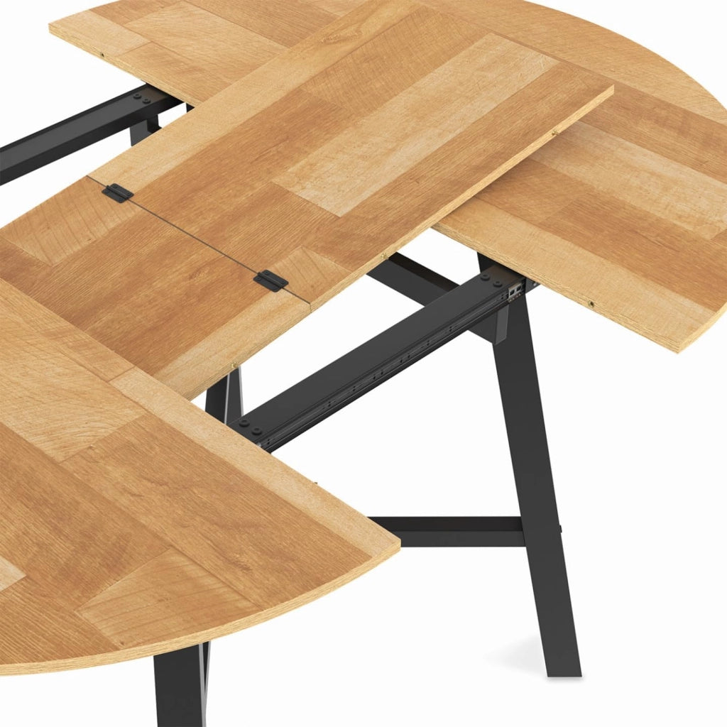 Tavolo da pranzo rotondo allungabile MADELEINE 4-6 persone in legno e metallo nero 110-150 cm