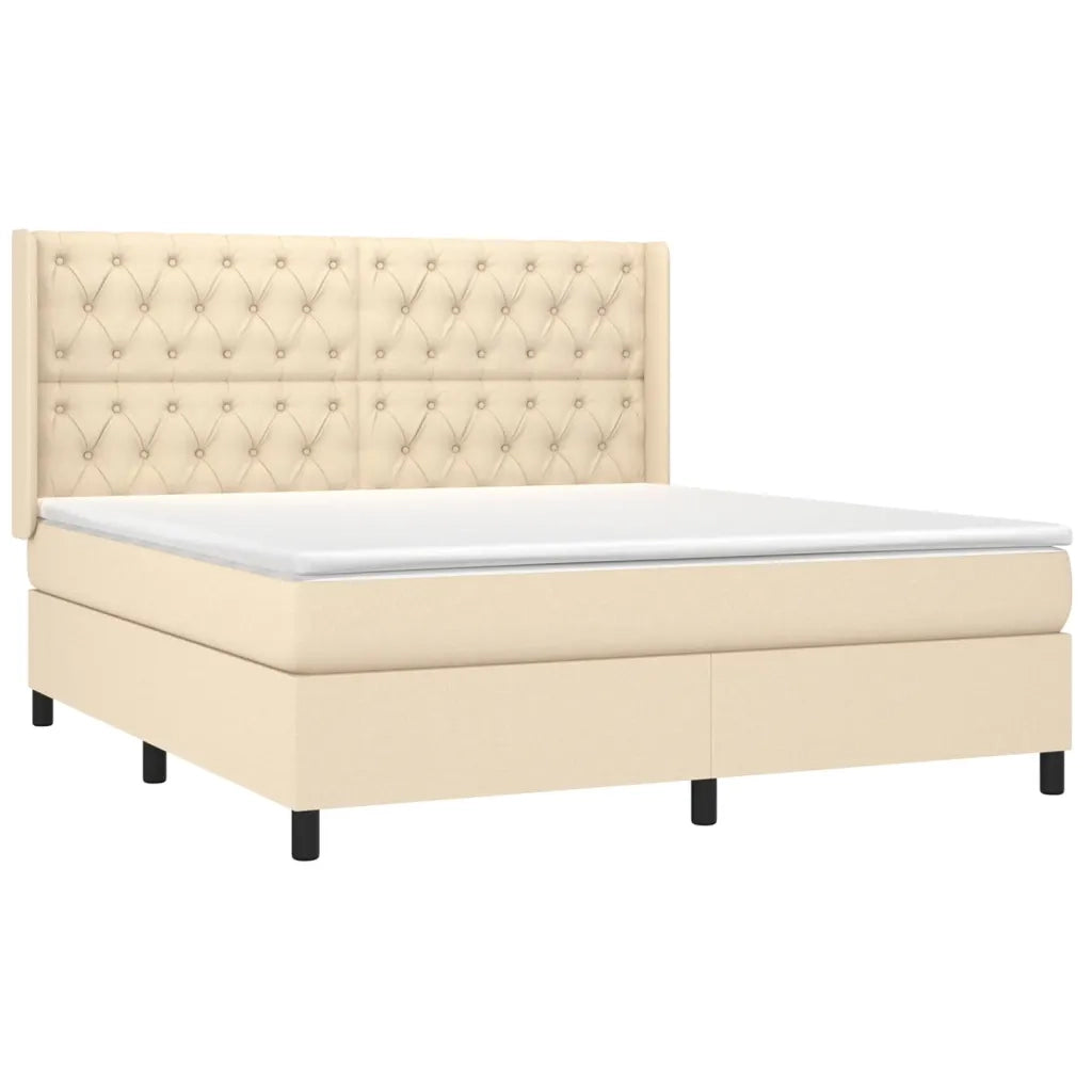 Letto a Molle con Materasso e LED Crema 160x200 cm in Tessuto 3138570