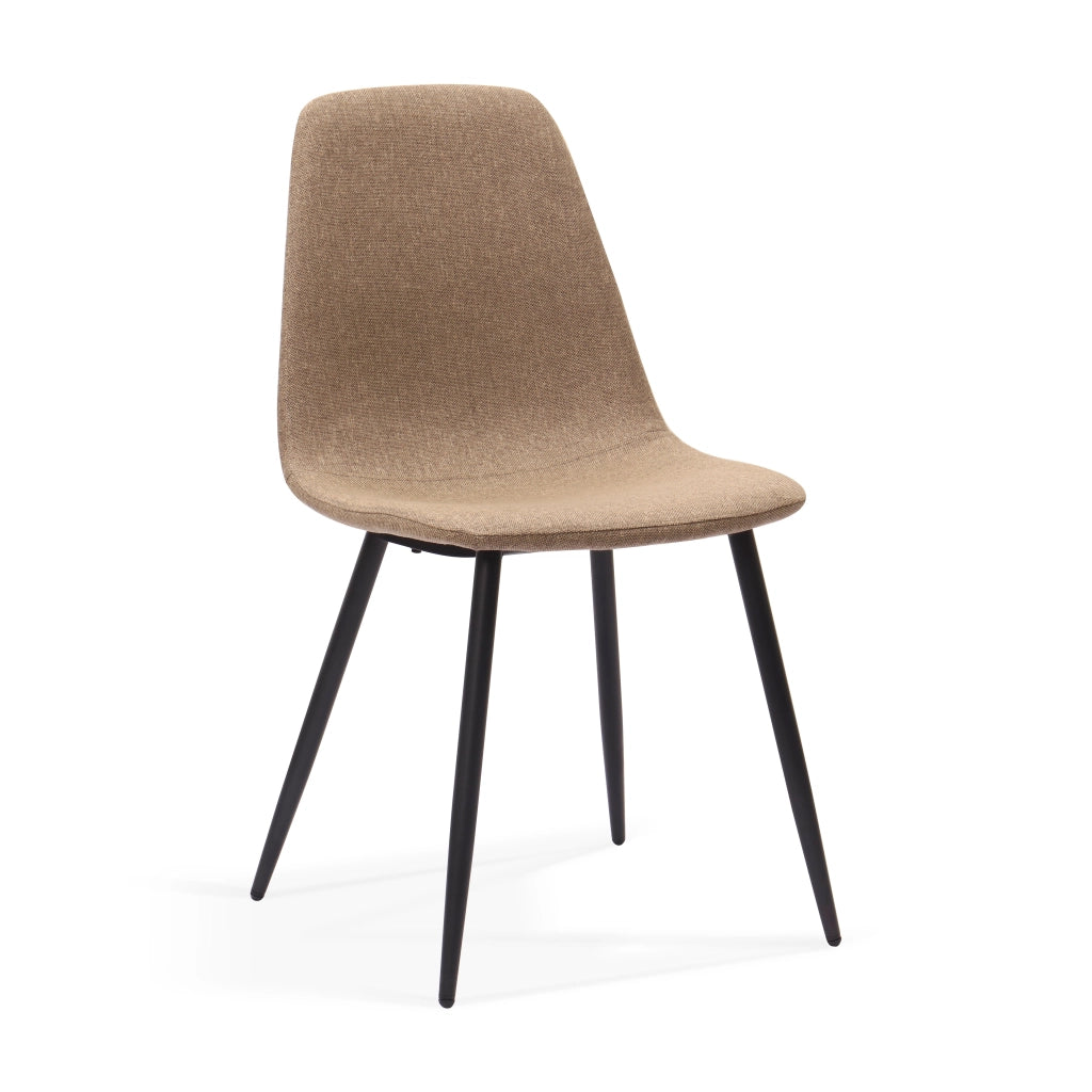 Sedia da Pranzo Set da 2 con Design Minimalista Nordico, per Sala da Pranzo o Cucina, in Tessuto e Metallo, Marrone