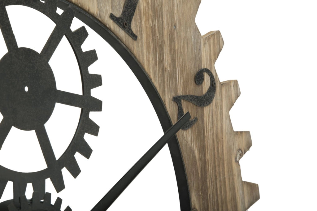 Orologio da Muro Ingranaggio Plus Ø60x4 cm in Ferro e MDF Nero