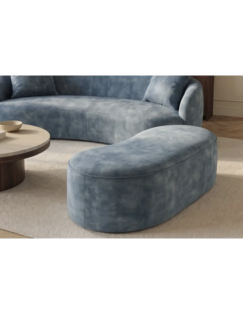 Pouf contenitore NYJY in velluto – Blu – 120 x 40 x 50 cm
