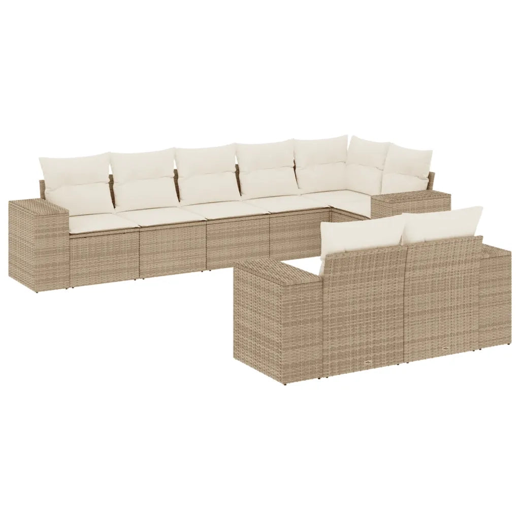 Set Divano da Giardino 8 pz con Cuscini Beige in Polyrattancod mxl 89215