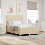 Letto a molle con materasso Crema 160 x 200 cm Tessuto 3339558